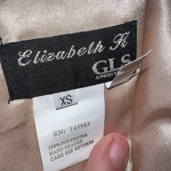 Elizabeth K Evening Dress Champagne color stunning gorgeous size XS - Picture 12 of 13